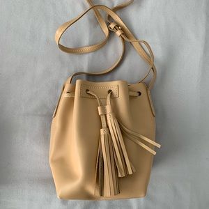 J.Crew Beige Leather Mini Bucket Bag with Tassels